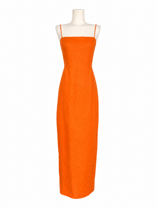 Reformation Orange Linen Maxi Dress
