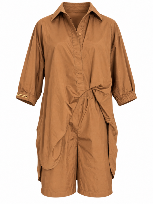 Max Mara Brown Poplin Short Set