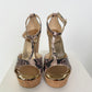 Jimmy Choo Snake Print Stacked Wedge Sandal
