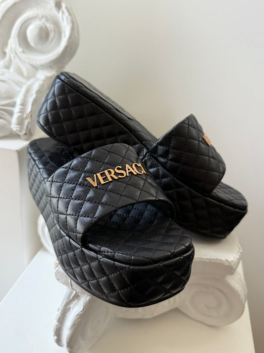 Versace Quilted Platform Slide