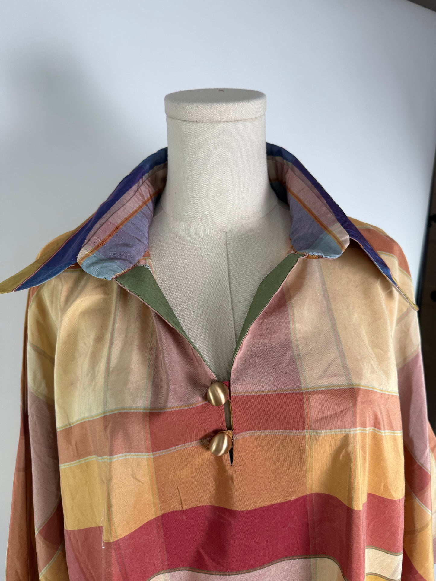 Ombre Plaid Silk Caftan