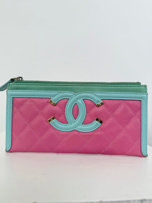 Chanel Around Wallet Long Purse Caviar Skin