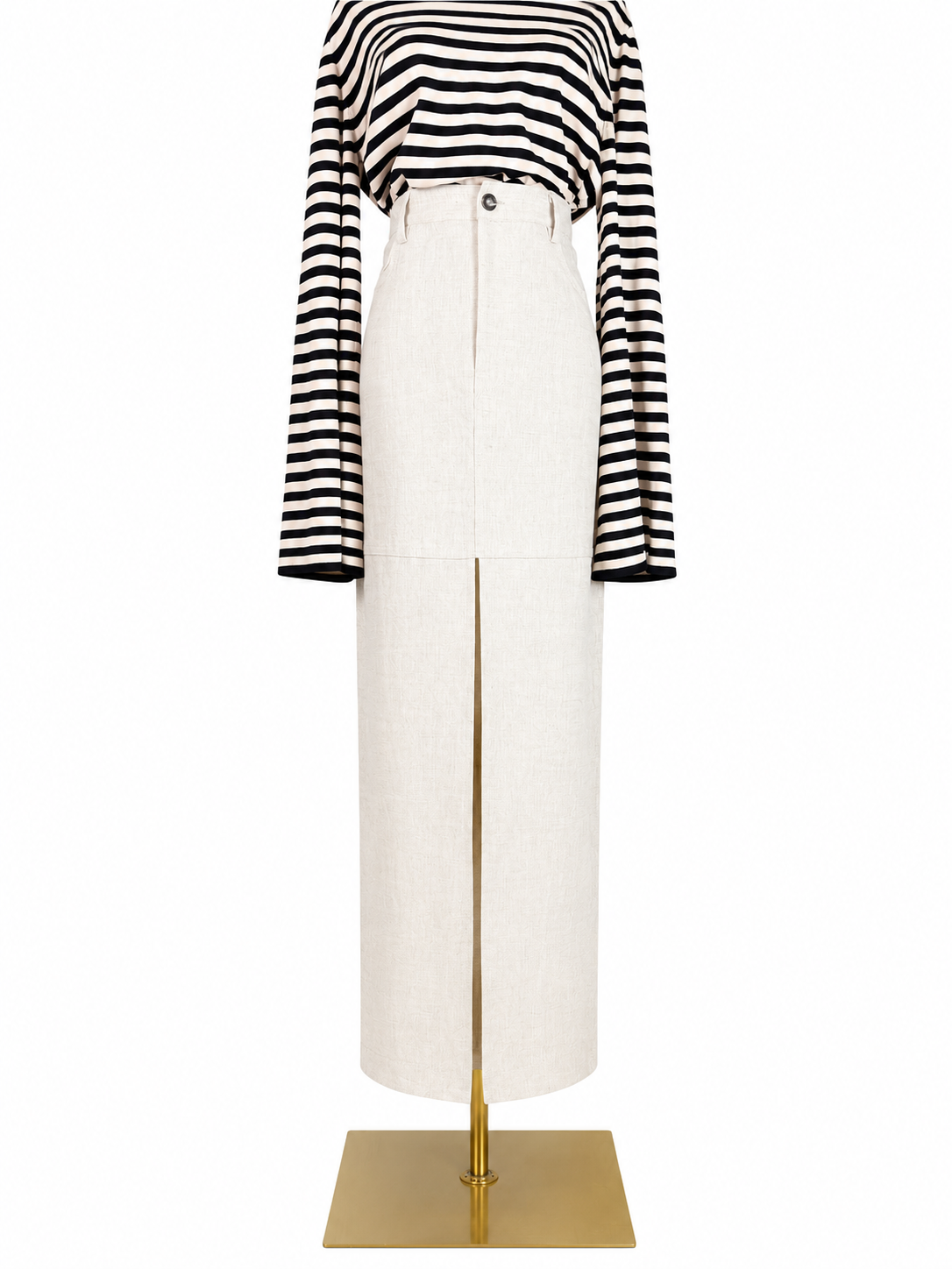Reformation Beige Linen Maxi Skirt