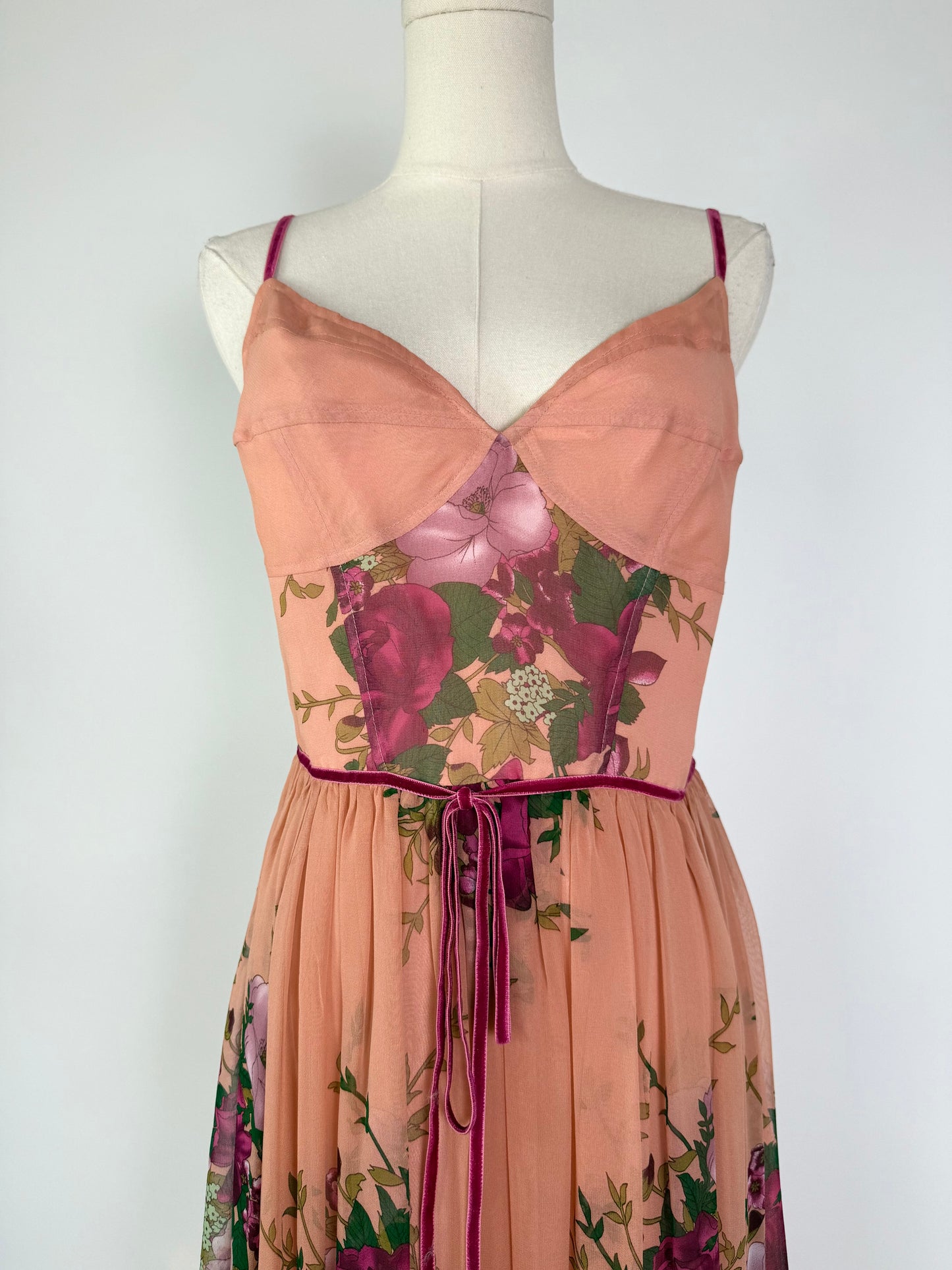 Vintage Tracy Reese Silk Chiffon Floral Dress