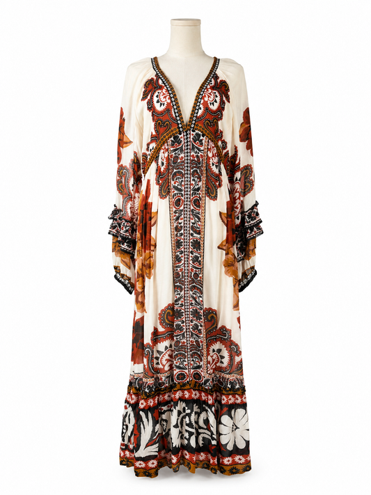Farm Rio Sand Winter Tapestry Maxi Dress