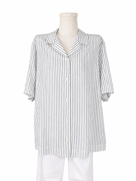 Closed Stripe Button Up Top
