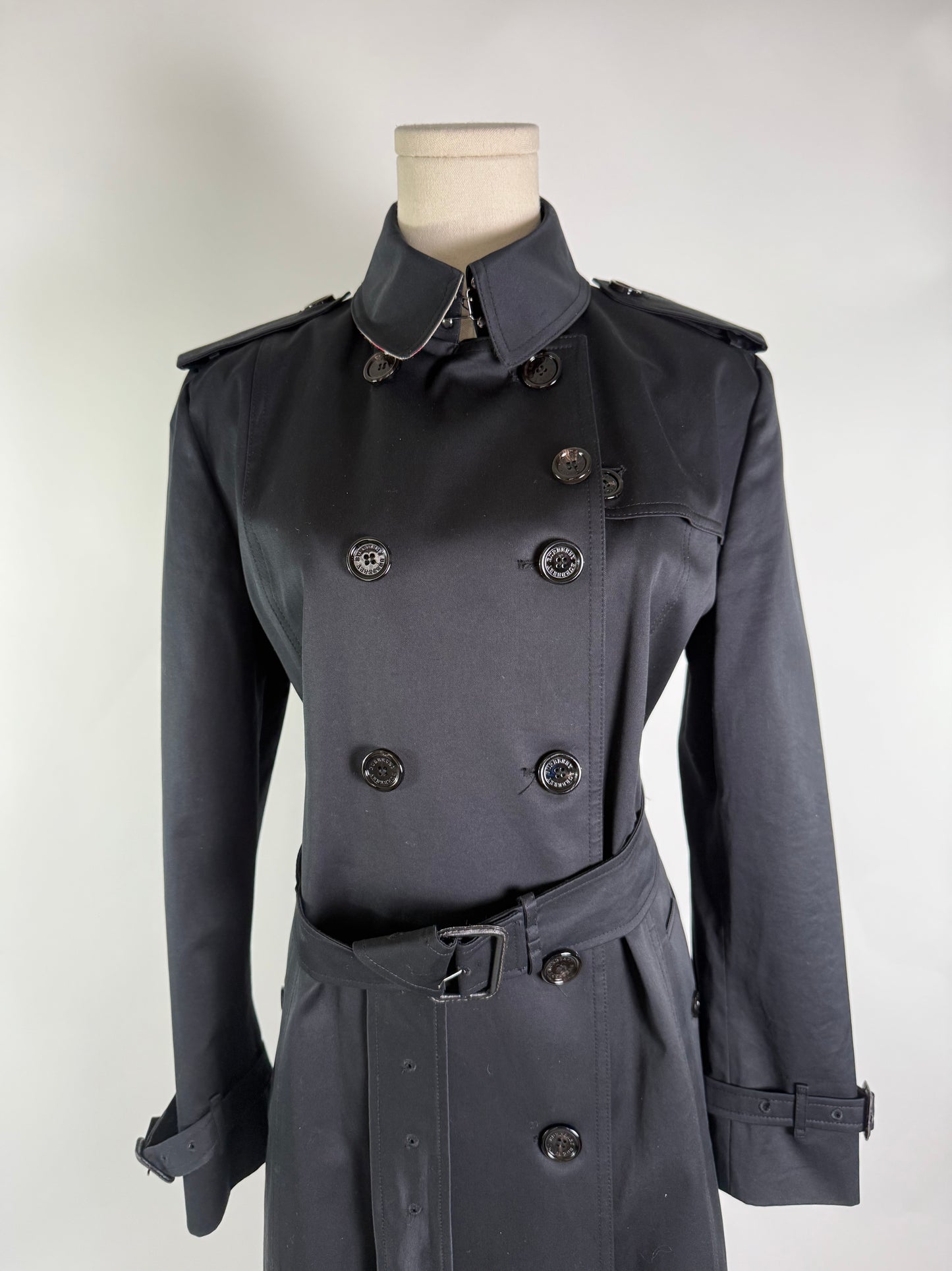 Burberry Mid-Length Trench Coat Kensington Black