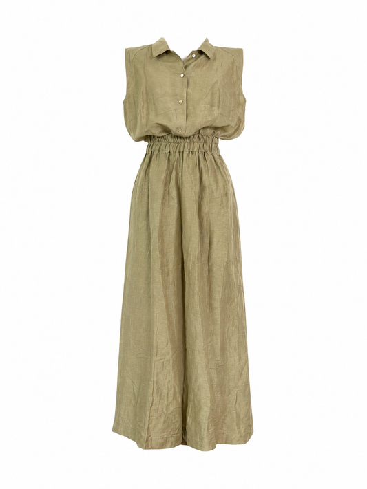 Vintage Sergio Pellari Silk & Linen Sleeveless Button Up Top