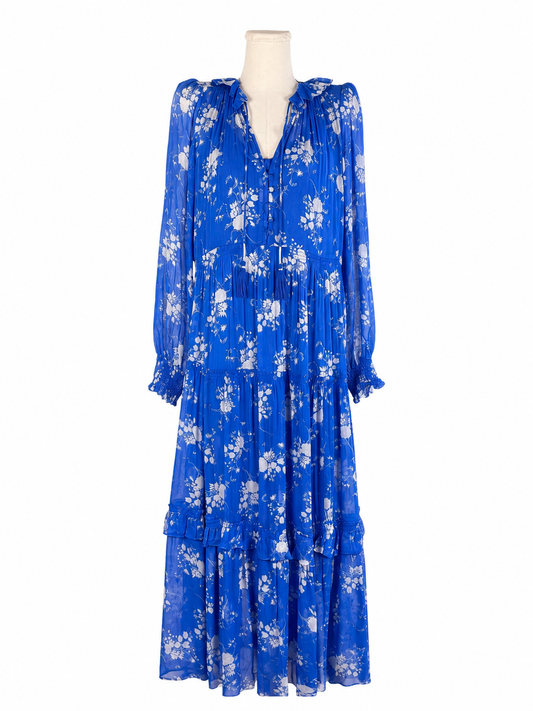 Anthropologie Marais Blue Floral Maxi Dress