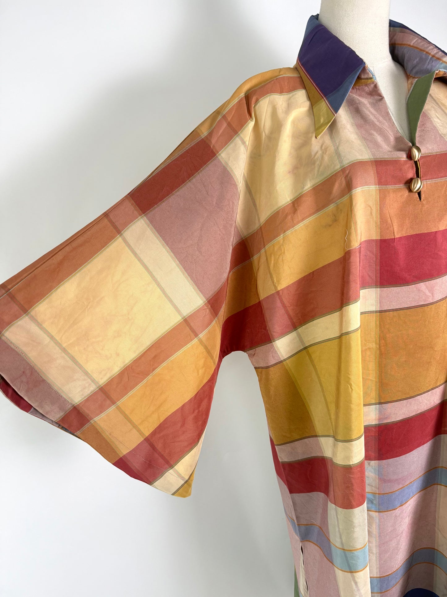 Ombre Plaid Silk Caftan