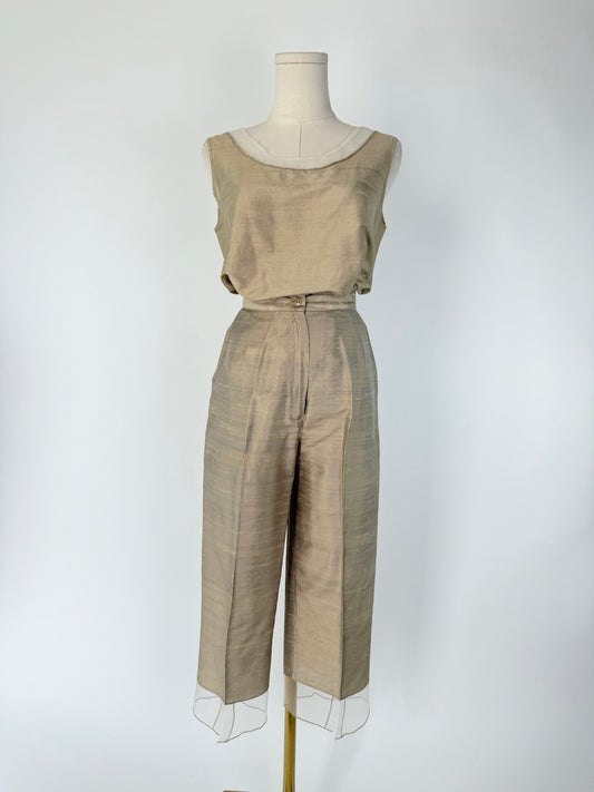 Vintage Biege Silk Top & Pant