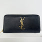YSL Yves Saint Laurent Round Zipper Long Wallet Leather Black/Gold