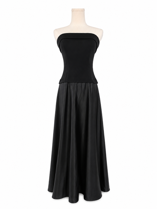 Vintage Tadashi Black Strapless Maxi Dress