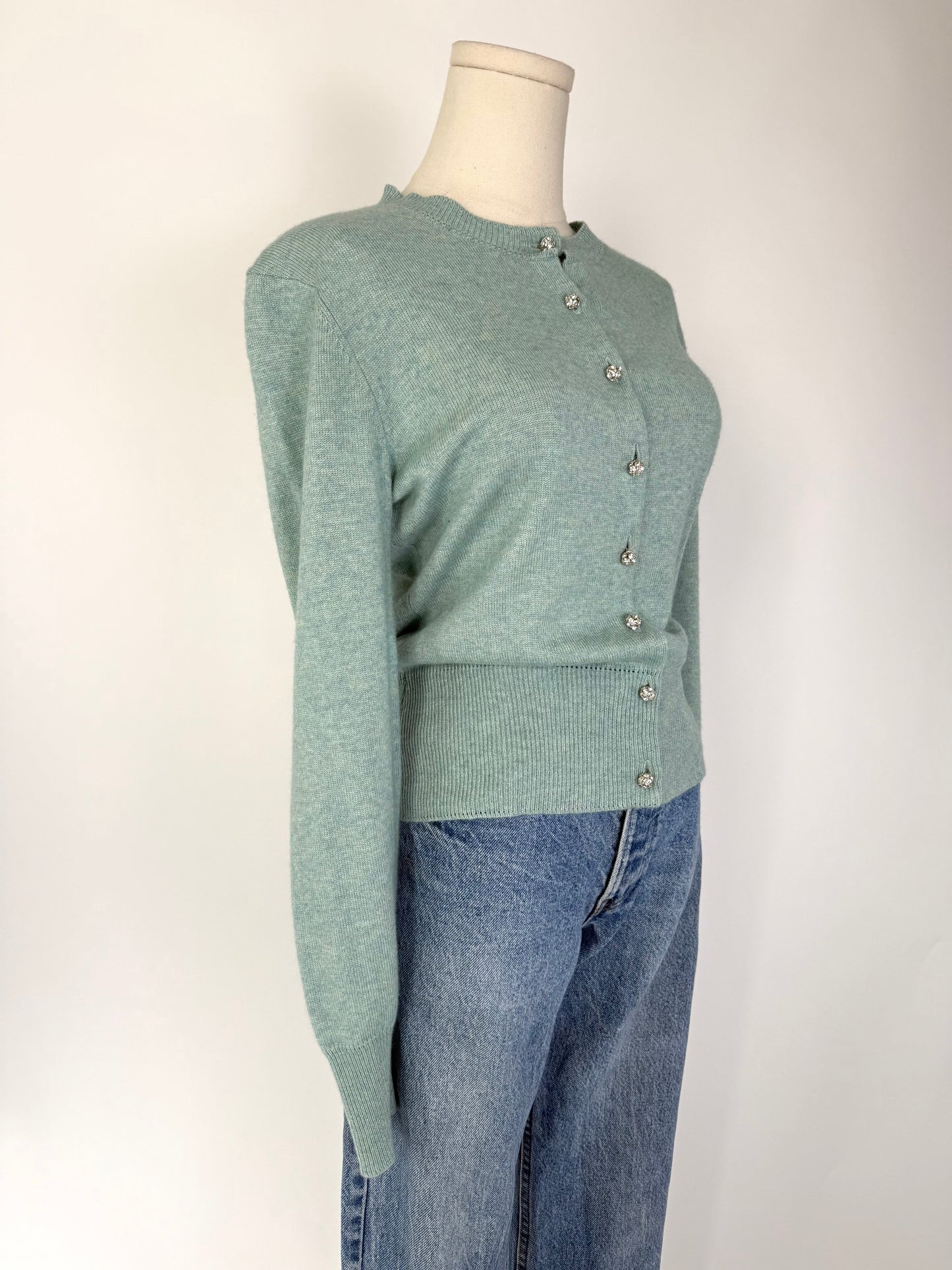 Vintage Rhinestone Button  Cardigan