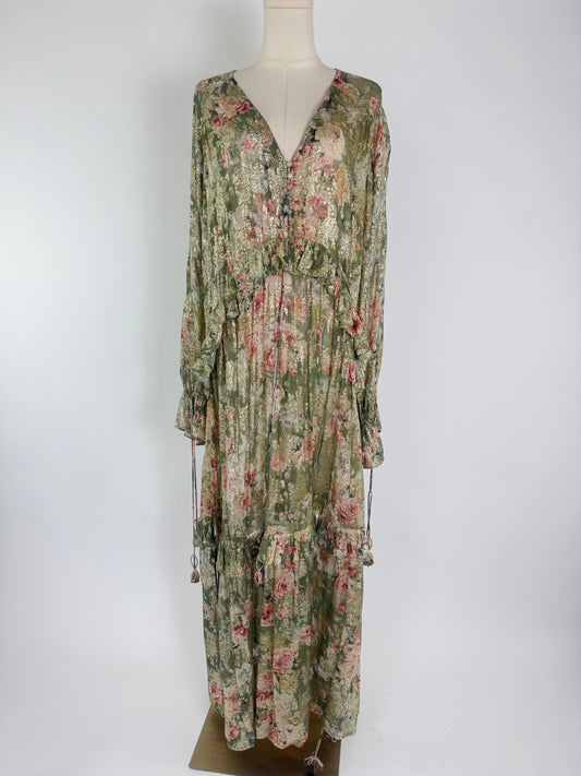 Hemant & Nandita Sheer/Shimmer Floral Dress