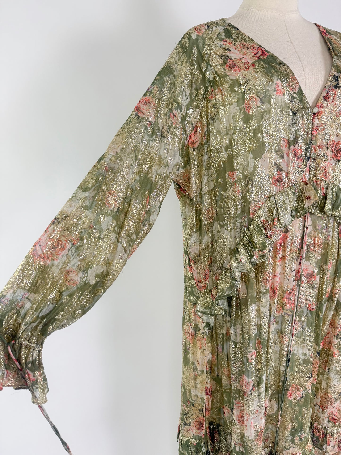 Hemant & Nandita Sheer/Shimmer Floral Dress