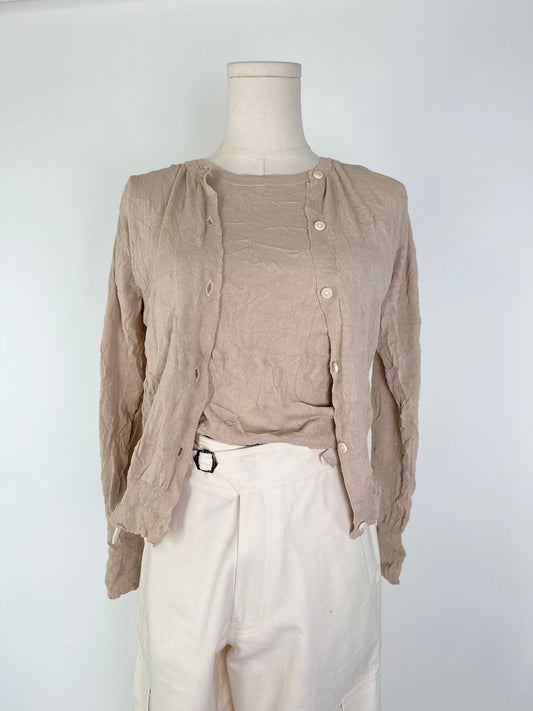 Sayaka Davis Beige Crinkle Knit Sweater Set