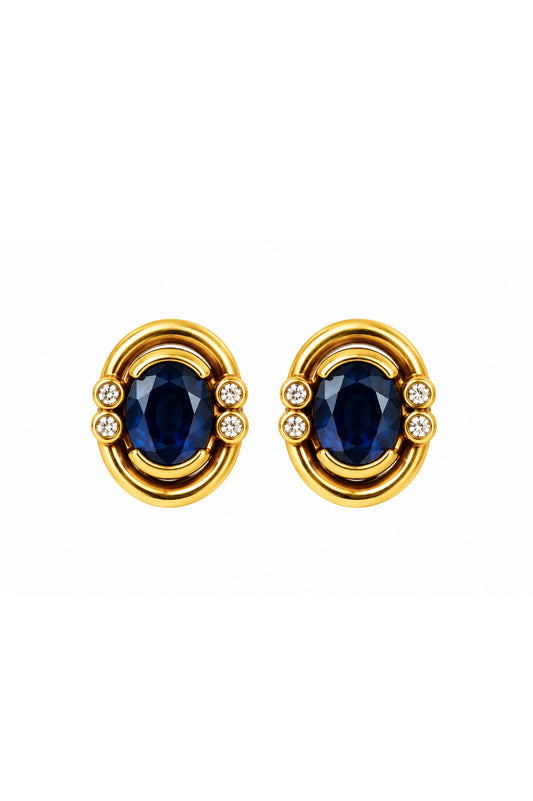 18K Sapphire and Diamond Earrings