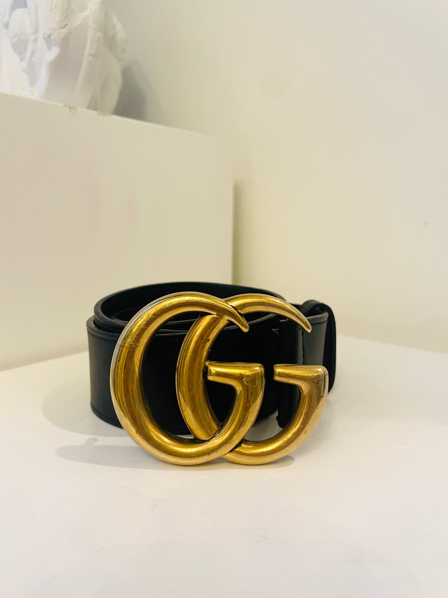 Black Gucci Marmont Belt  90