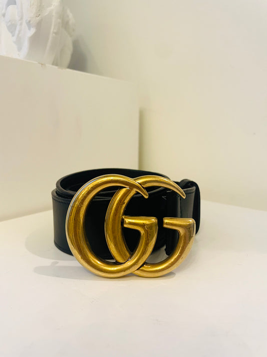 Black Gucci Marmont Belt  90