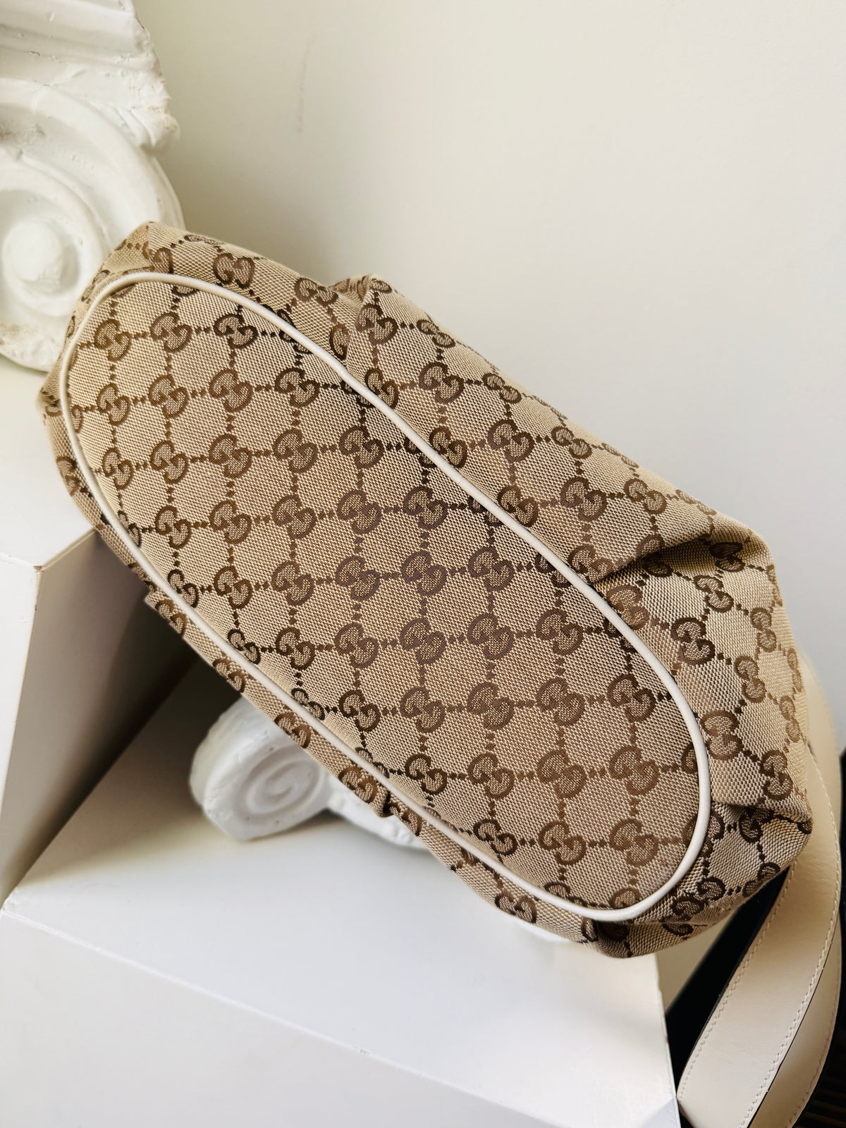 Gucci GG Monogram Canvas Messenger Bag – Beige & Brown