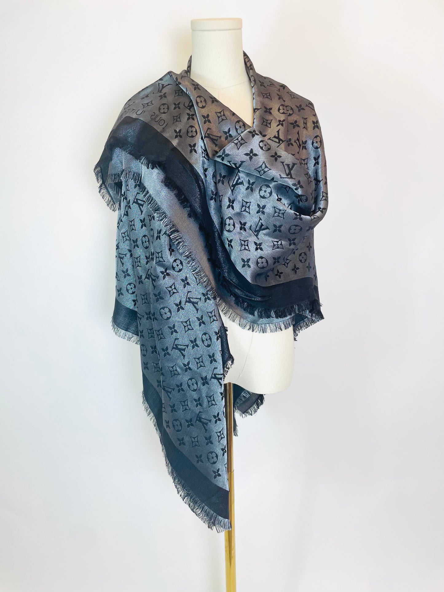 Louis Vuitton Black and Silver Scarf