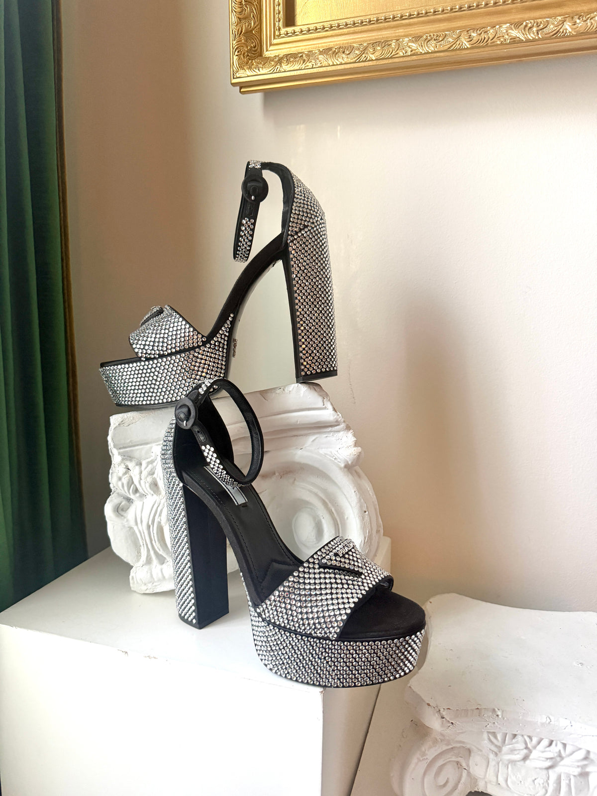Prada Crystal Platform Sandal