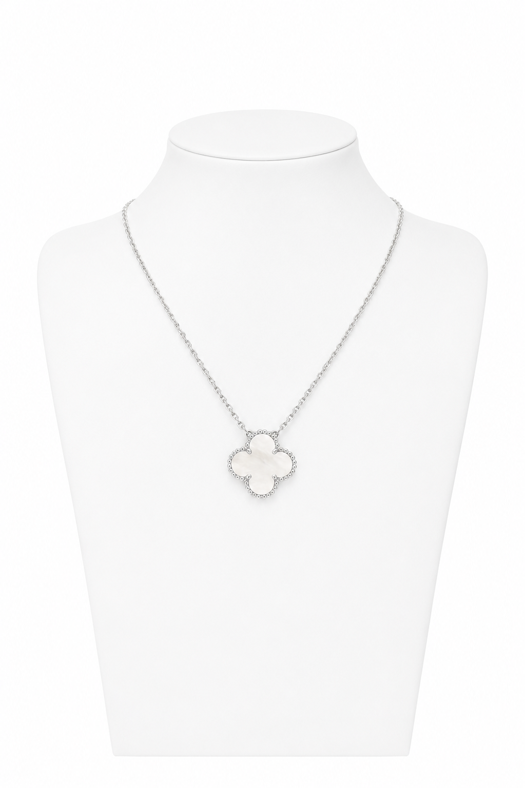 Vintage Van Cleef & Arpels Vintage Alhambra Mother-of-Pearl Pendant Necklace in 18K White Gold