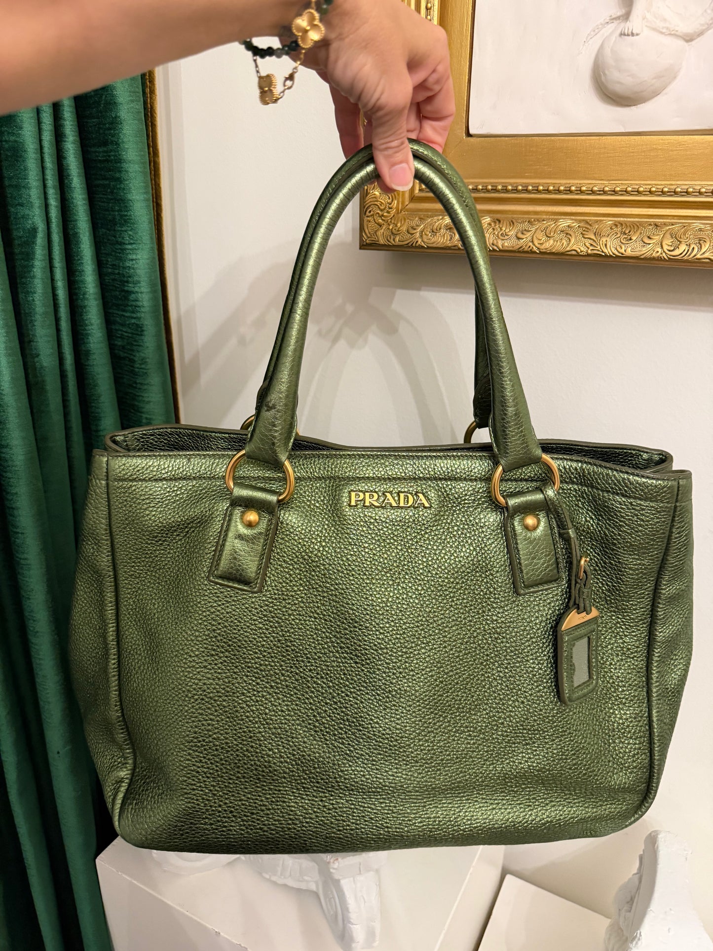 Vintage Prada Metallic Green Handbag