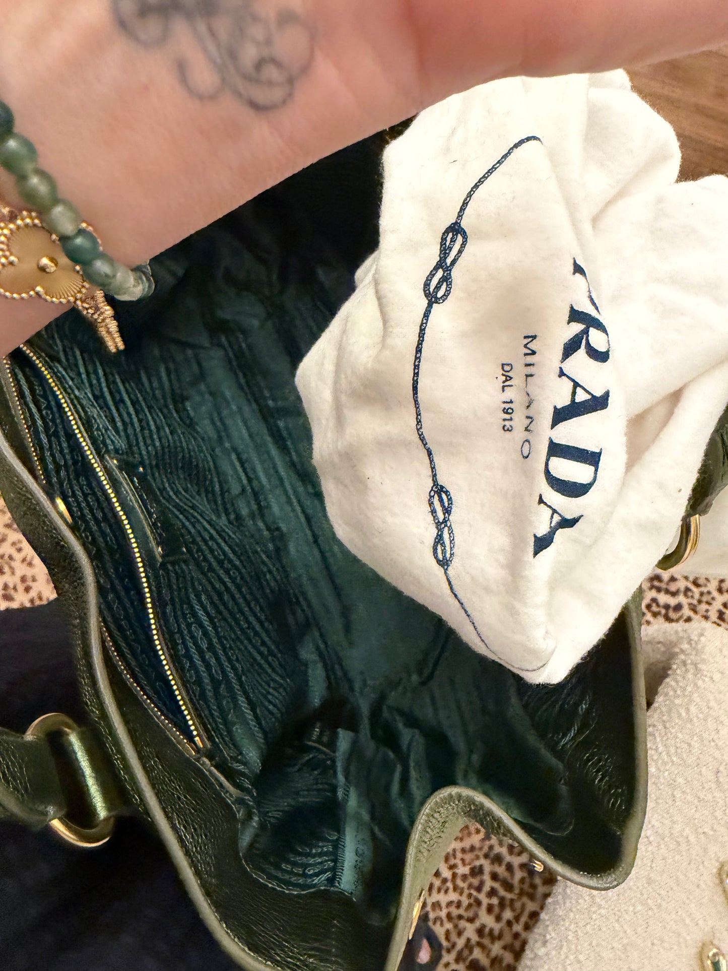 Vintage Prada Metallic Green Handbag
