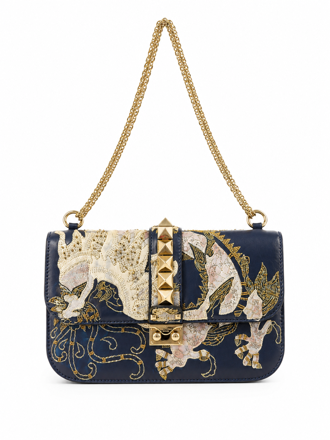Valentino Embroidered Dragon Glam Lock Bag