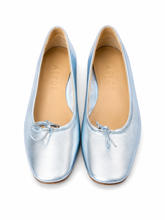 Aeyde Silver Ballet Flats