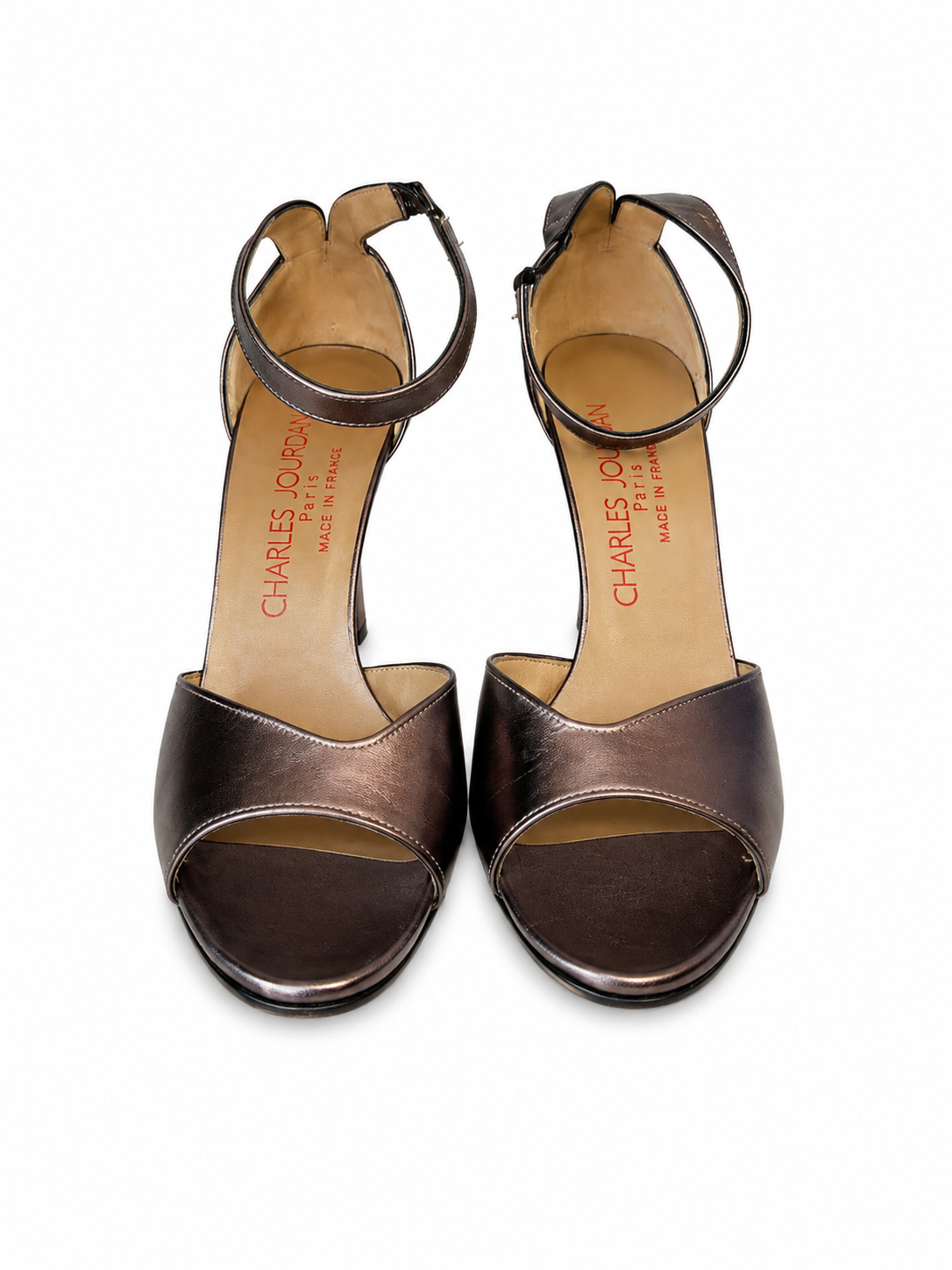Vintage Charles Jourdan Metallic Ankle Strap Heel