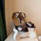 Vintage Charles Jourdan Metallic Ankle Strap Heel