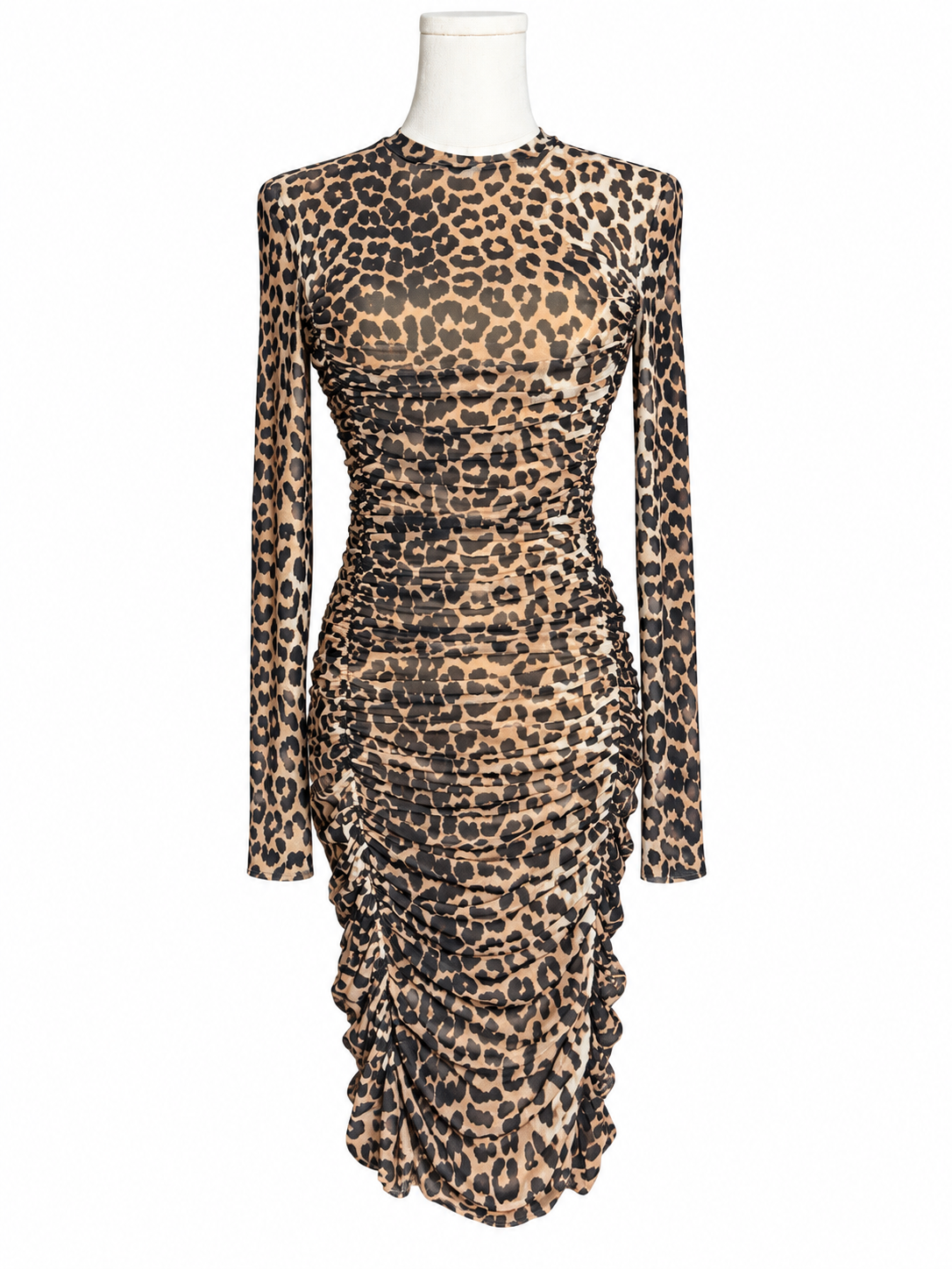 Ganni Rouched Leopard Dress