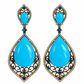 14k Persian Turquoise, Diamond and Sapphire Earrings