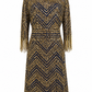 Aidan Mattox Gold and Navy Sequin Dress
