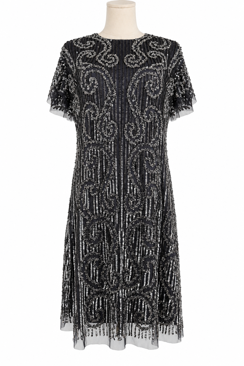 Aidan Mattox Gun Metal Sequin Dress