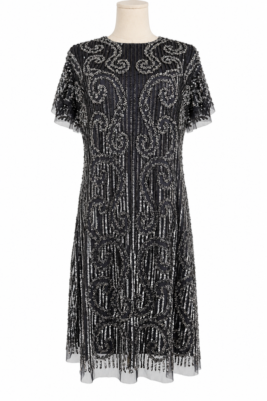Aidan Mattox Gun Metal Sequin Dress