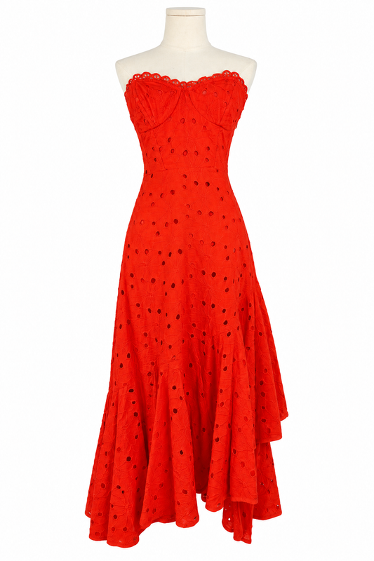 ASTR Red Eyelet Maxi Dress