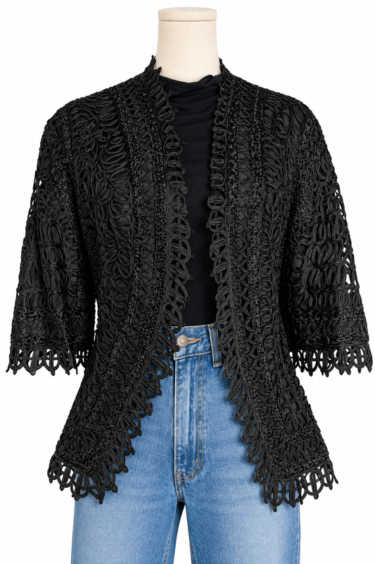 Black Victorian Soutache Top
