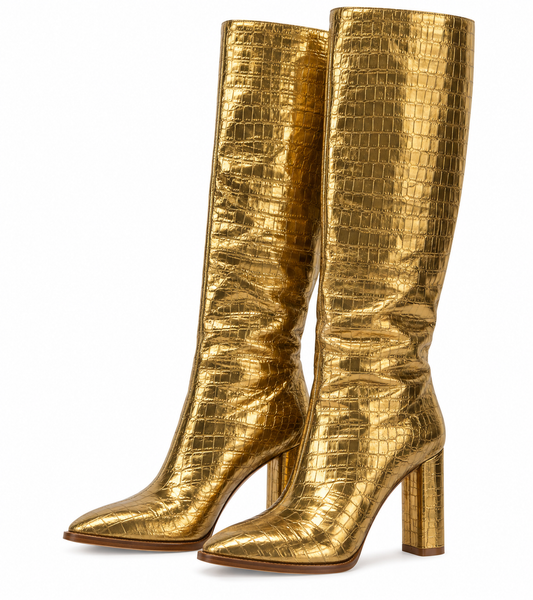 Gianvito Rossi Gold Croc Boots