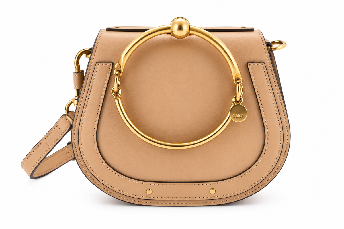 Chloé Small Nile Bracelet Bag – Calfskin Leather & Suede Crossbody Bag