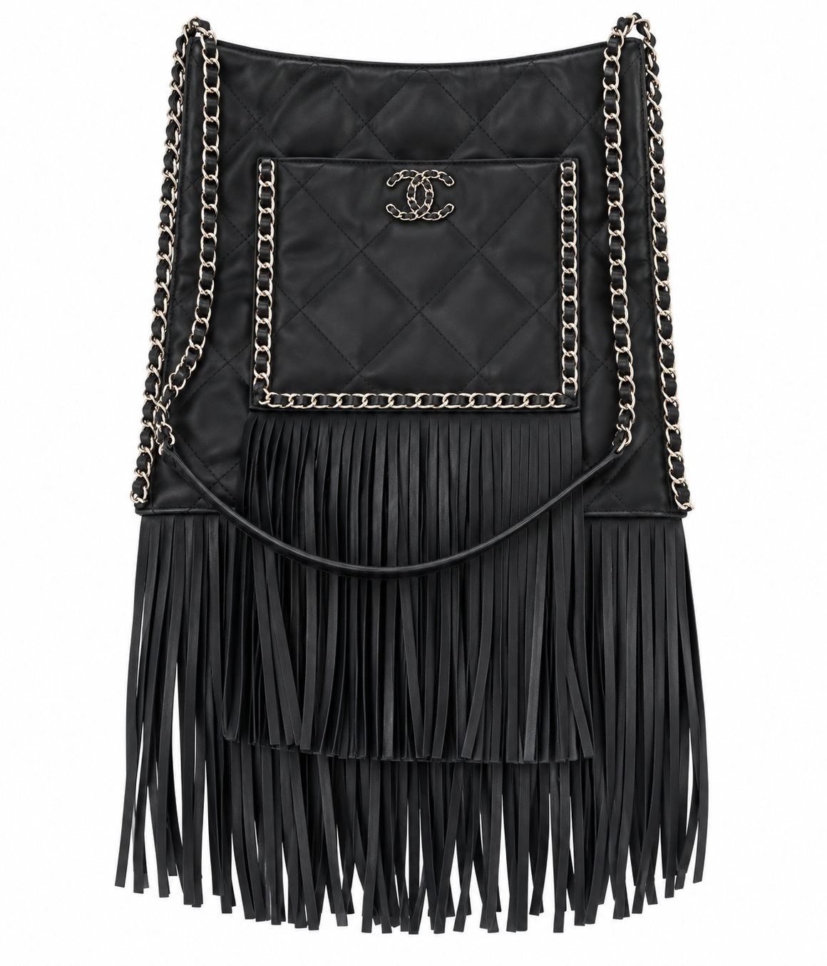 Chanel 22C Quilted Fringe Shopping Tote