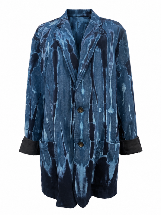 Raquel Allegra Tie Dye Blazer – Blue Oversized Jacket
