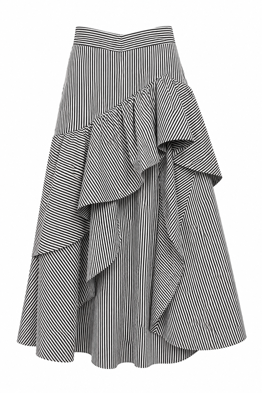 Curaae Ruffle Stripe Skirt