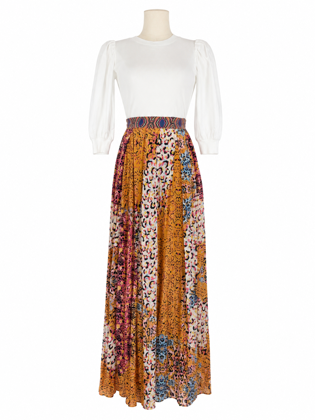 Bhanuni Jyoti Multicolor Pleated Maxi Skirt