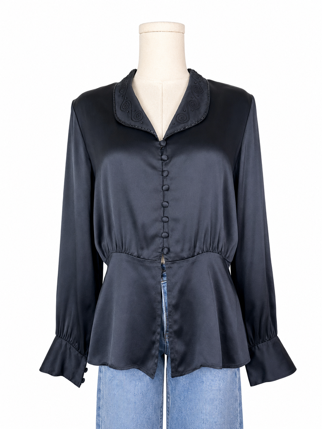 Vintage Tess Navy Silk Top