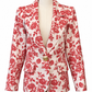 Vintage Yves Saint Laurent Rive Gauche Red Floral Cotton Blazer