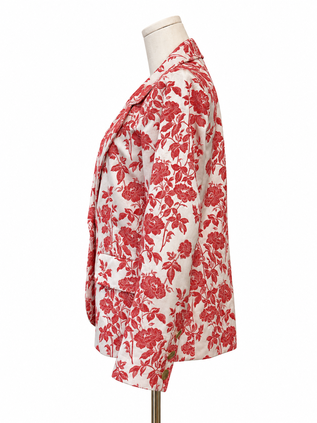 Vintage Yves Saint Laurent Rive Gauche Red Floral Cotton Blazer